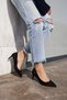 Novi Women's Black Genuine Leather Suet Heel Stiletto