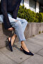 Pelso Women's Navy Blue Genuine Leather Suet Mini Heel Slingback Shoes
