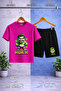 Children's Hulk Angry Wall Writing Pattern Printed Crew Neck T-Shirt - Shorts Set