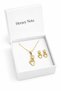 Stainless Steel Gold Color Heart Detail Hand Figured Necklace Earring Set Unisex - 4