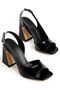 Mila Women's Black Patent Leather Special Design Heeled Shoes - 3