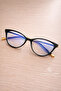 Women's Blue Light Protective Glasses Cateye Black Gold Metal Handle Stylish Premium Modern Luxury Design - 4