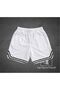 2in1 Black and White Combed Cotton Shorts Sports Bermuda Stripe 2-Piece Basketball Football Fitness Training Shorts - 4