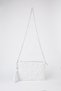 Women's White Star Embroidered Faux Leather Portfolio Handbag and Clutch Bag with Chain Strap - 3