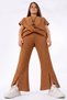 Girl's Brown Suit Blouse Trousers Wide Leg Modern Combination - 5