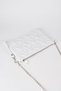 Women's White Star Embroidered Faux Leather Portfolio Handbag and Clutch Bag with Chain Strap - 2