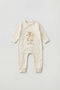 Baby Boy/Girl Jumpsuit Without Booties, Rabbit Printed Snap Fastener Ecru Bodysuit Jumpsuit 5962 - 2