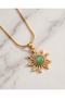 Sunvella Curved Sun Motif Colorful Stone Steel Necklace - 2