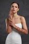 Noctyra Pearl Mesh Couture Copper Color Gloves – Long Tulle with Pearl Detail, Luxurious Event Accessory