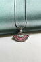 Zircon Stone Steel Fan Necklace - 2