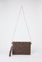 Women's Brown Star Embroidered Faux Leather Portfolio Handbag and Clutch Bag with Chain Strap - 3