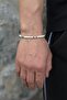 Lava Stone Natural Stone Men's Steel Bracelet - Adjustable 21 cm - 2