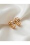Cavex Inlaid Zircon Stone Striped Steel Hoop Earrings