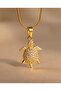 Chelora Zircon Stone Minimal Turtle Figured Steel Necklace - 4
