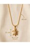 Chelora Zircon Stone Minimal Turtle Figured Steel Necklace - 3