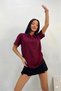Burgundy Sports Polo Collar Buttoned Cotton Casual Short Sleeve Regular Fit T-Shirt Uniform - 2