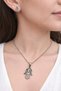 Stainless Steel Hamsa Hand Necklace Earring Set Silver Color Unisex Jewelry