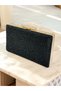 Black Color Single Side Stone Metal Handle Women's Evening Dress Bag Wedding Engagement Graduation - 5