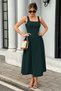 New Season Women's Strappy Square Collar Midi Imported Crepe Graduation Dress - 4