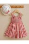 Hat and Straps Plaid Summer Girl's Dress - 2