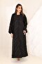 Luxury Black Coat Coller Designer Chiffon Abaya with Inner Lining for Women - 6