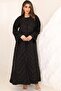 Luxury Black Coat Coller Designer Chiffon Abaya with Inner Lining for Women - 5
