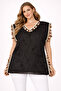 Black Tassel Detailed Chiffon Beach Dress Pareo