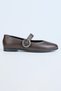 Women's Mary Jane Style Faux Leather Ballerinas with Metal Round Buckle