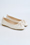 Women's Tweed Fabric Thin Bow Round Toe Ballerinas