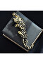 AS SHOWN A Gold-Toned Leopard Brooch - Black & Clear Crystals, Green Crystal Eyes, 3D Lifelike Shape - 4