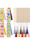 20PCS 20PCS Natural Unfinished Wood Bookmarks Blank Template Wooden Bookmarks with Tassels Ornaments - 7