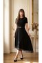 Women's Lace Midi Dress Short Sleeve Belted Stylish Casual and Event Dress