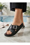 Ultra Light Sole, Buckle Accessories, Dotted Leather, Cross-Strapped Women's Slippers - 5