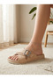 Ultra Light Sole with Buckle Accessories, Drop Leather Cross-Strap Women's Slippers - 2