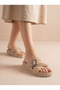 Ultra Light Sole with Buckle Accessories, Drop Leather Cross-Strap Women's Slippers - 3