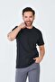 Black Micro Patterned Men's Basic T-Shirt - 6