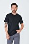 Black Micro Patterned Men's Basic T-Shirt - 5