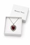 Red Heart Stone Antique Pattern Silver Color Unisex Necklace 60 cm Chain - 4