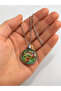 Green Floral Glass Necklace Unisex Silver Color Chain 60 cm - 3