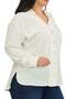 Plus Size Long Sleeve Ecru Shirt with Pocket Detail - 5