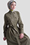 Pocket Detailed Poplin Dress Khaki - 4