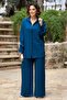 Petrol Color Palazzo Trousers Tunic Double Set - 2