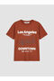Orange Crew Neck Los Angeles Printed Boys' T-Shirt - 2