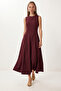 Sleeveless Long Summer Poplin Dress Lfg0187 Mürdüm - 2