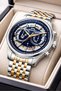 Automatic Mechanism Steel Cord, Steel Case Men's Wristwatch Bracelet Gift Silver-Rose S