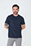 Navy Blue Micro Patterned Men's Basic T-Shirt - 7