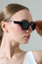 Women's Black Frame Sunglasses with Black Glass Edge Detail - 6