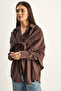 Women's Brown Oversize Modal Shirt with Shawl Accessories 340 60286164 - 4