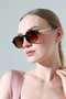 Women's Black Frame Brown Glass Gold Edged Sunglasses - 3