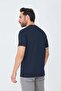 Navy Blue Micro Patterned Men's Basic T-Shirt - 3